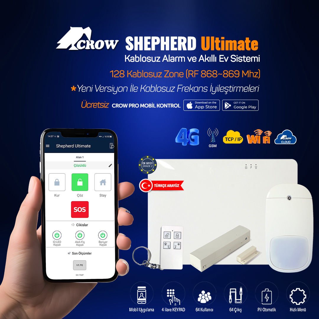 CROW SHEPHERD 4G,128 PANEL+1 PIR+1 MC+1 RMT